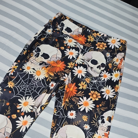 Pants - Spooky Skull and Floral Flares